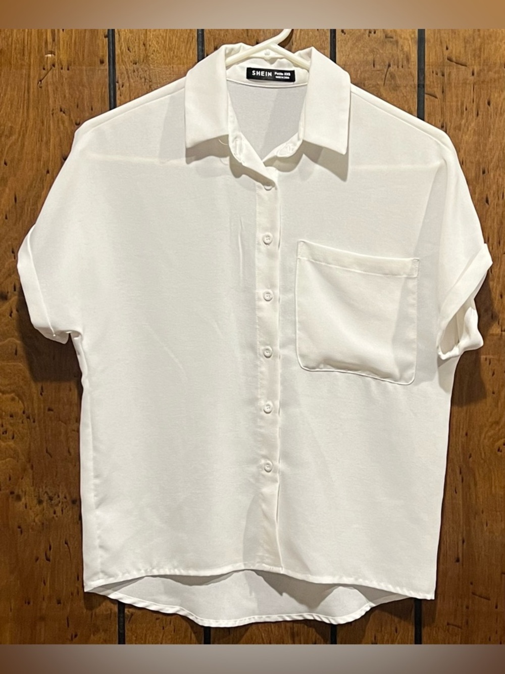 SHEIN Women’s Short-Sleeve Button Down Shirt, size Petite XXS